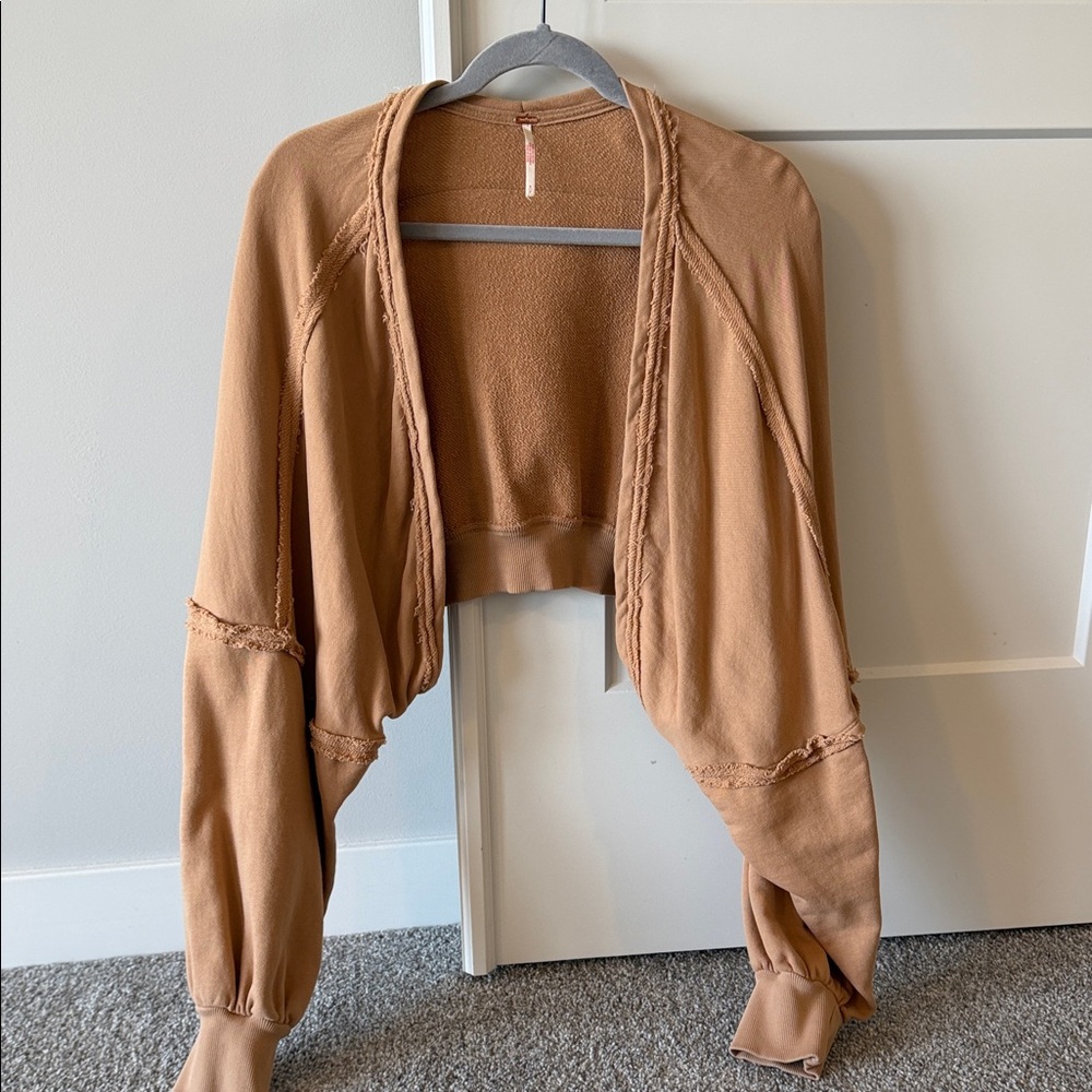 Free People Tan Cropped Sweater Shrug